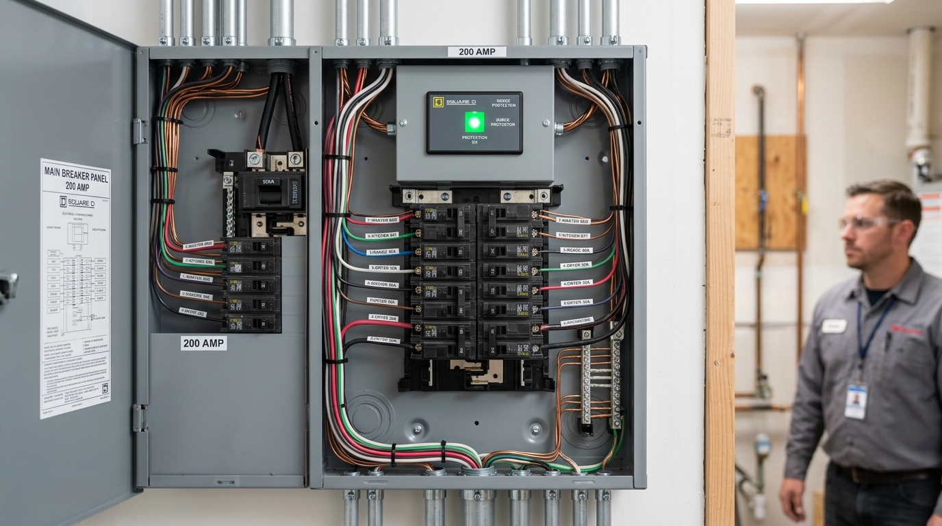 New 200-Amp Electrical Panel After Replacement